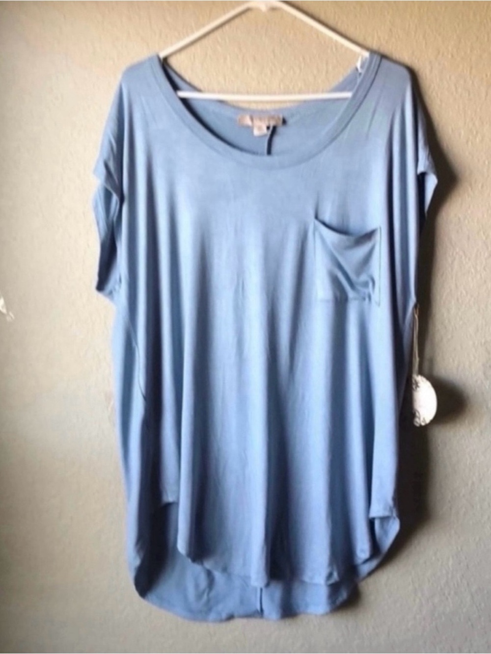 New Misia Shirt Women’s Light Blue Casual Short Sleeve Top Blouse Tee Shirt 2X